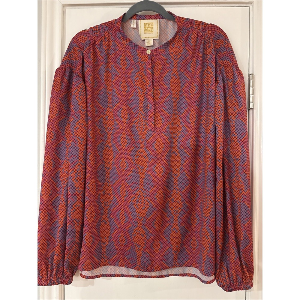Emily McCarthy‎ Womens Lolli Top Medium Long Sleeve Geometric Snakeskin Multi